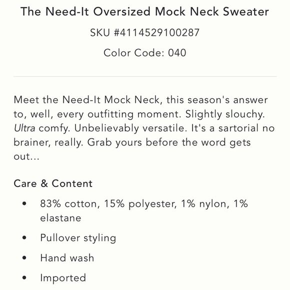 Anthropologie The Need-It Oversized Mock Neck Sweater - Picture 5 of 5